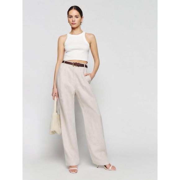 Reformation Pants - Reformation Mason Linen Wide Leg Short Pant Women's Size 4 Retail $188